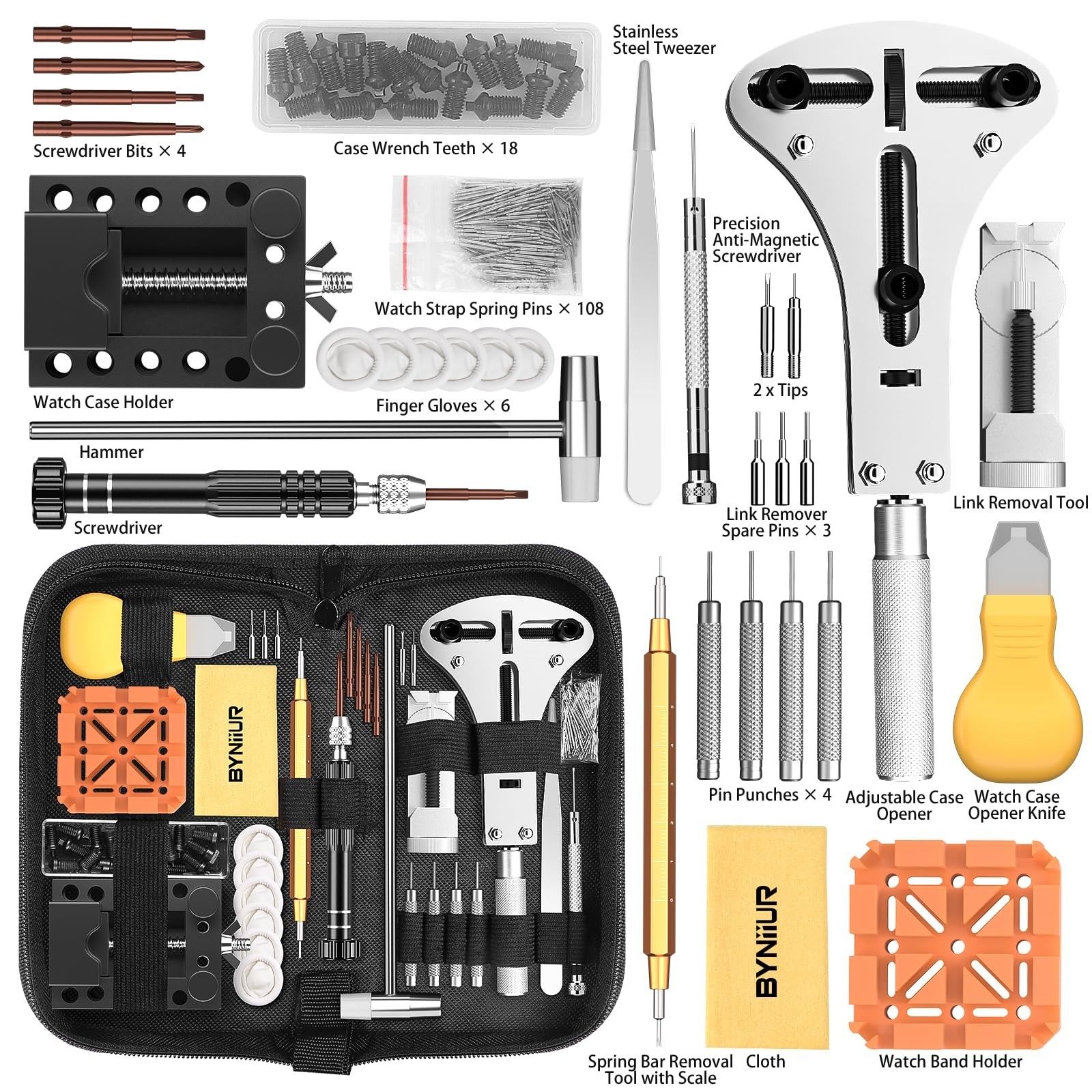 Watch Link Removal Kit & Repair Tools Set, Case Opener, Battery Replacement, Car
