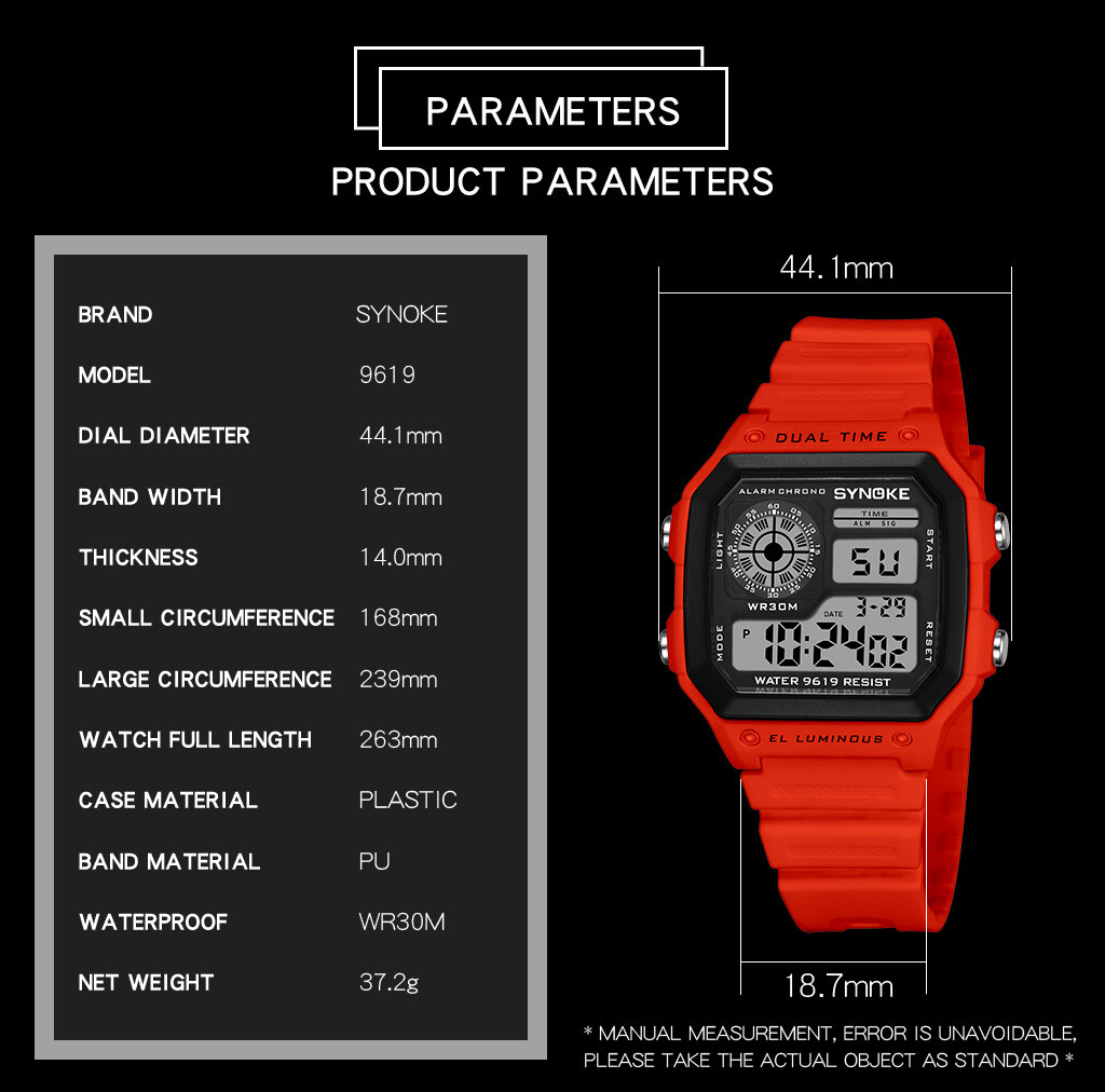 Men’s Military Sports Watch LED Screen Large Digital Face Waterproof Wristwatch