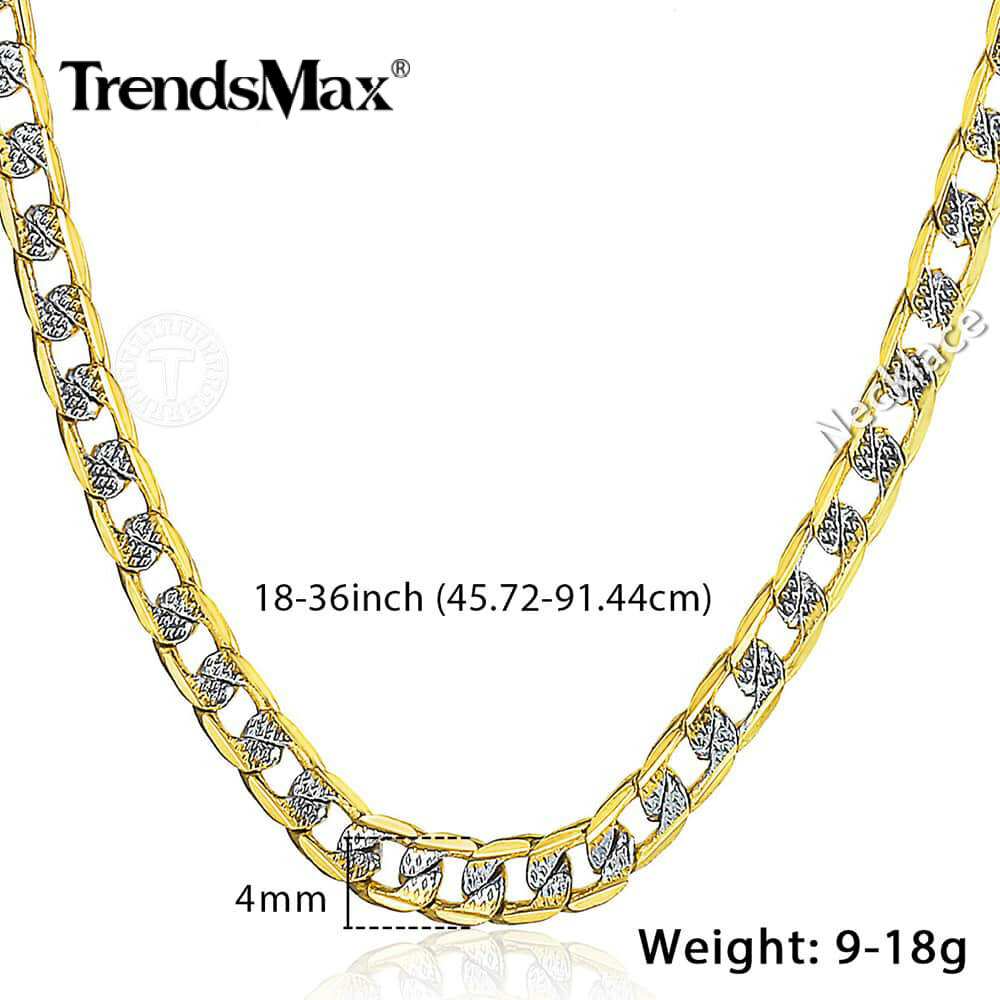 Womens Mens 4mm Diamond-Cut Curb Cuban Link Gold Plated Chain Necklace 8″-36″