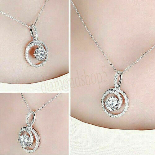 1.60ct Round White Moissanite Pendant With Solid 14k White Gold Gift For Love