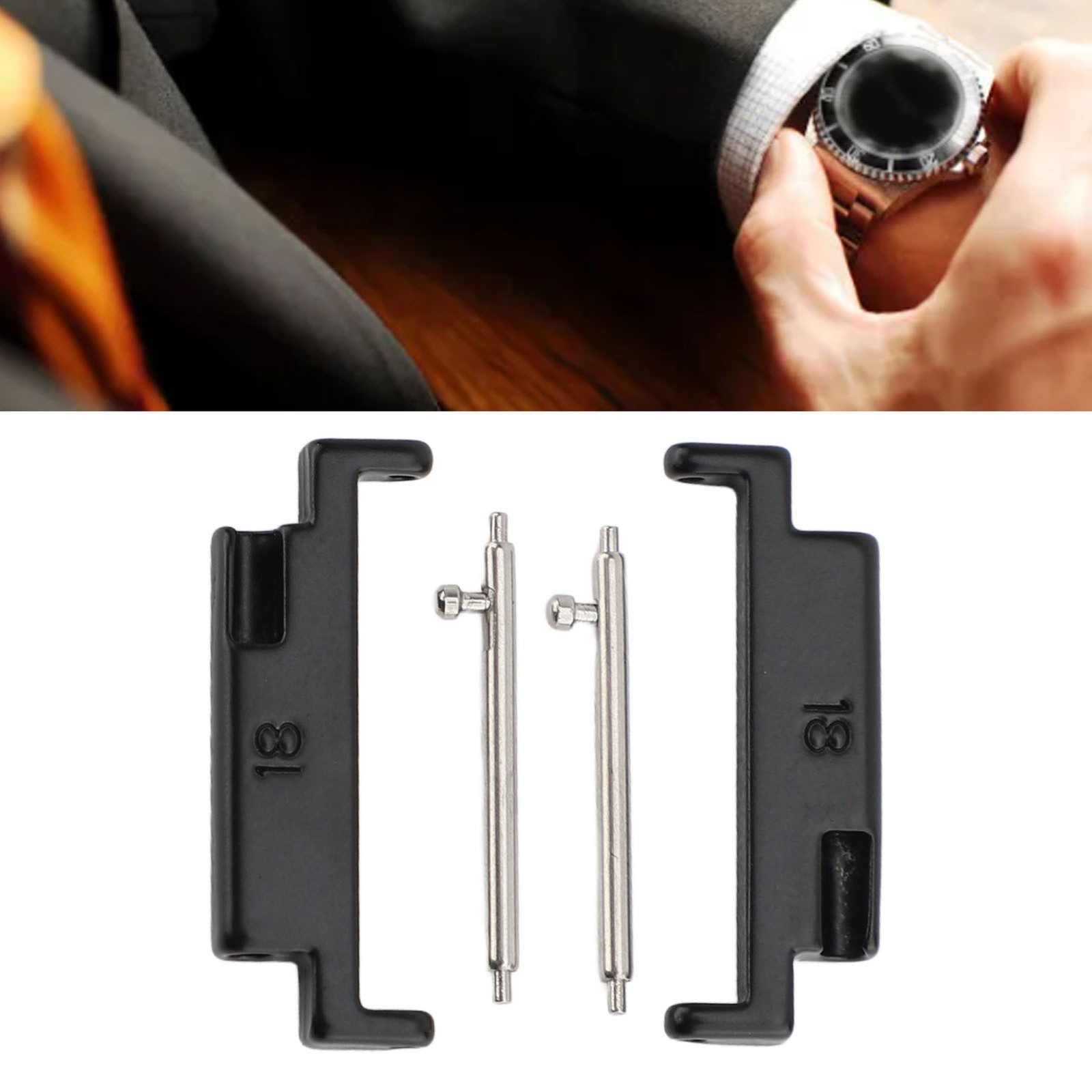 1 Pair Metal Watch Band Adapter Watch Strap Connection Adapter Stainless Steel