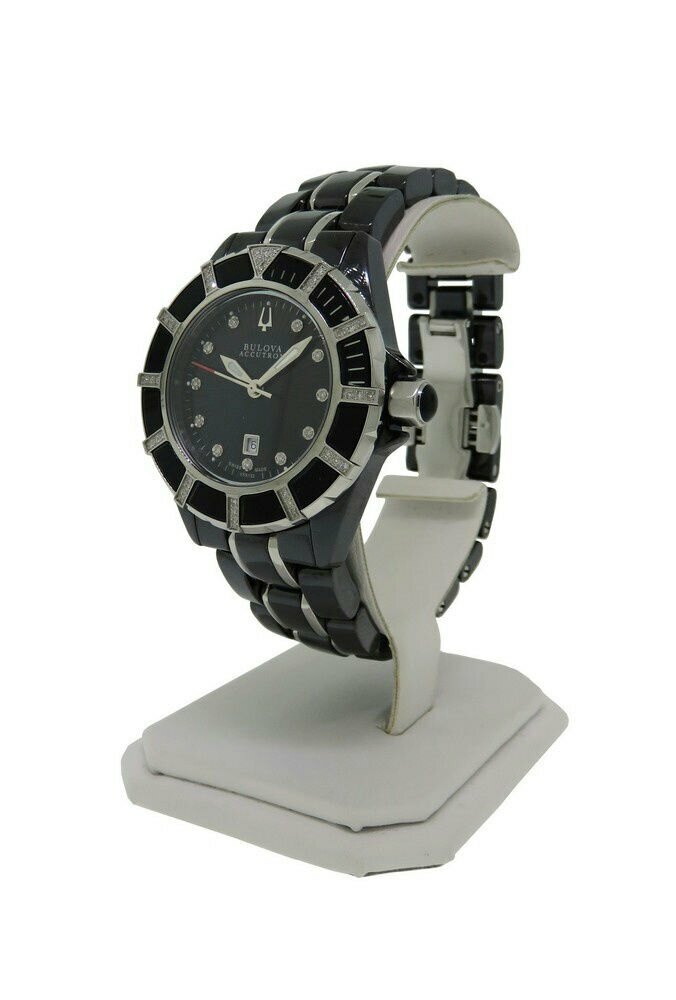 Bulova Accutron 65R132 Women’s Analog Diamond Mother of Pearl Date Ceramic Watch