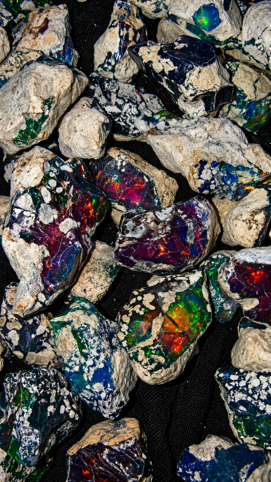 10 PCS Black Opal Rough Natural Ethiopian Raw multifire dry Opals Cutting Grade