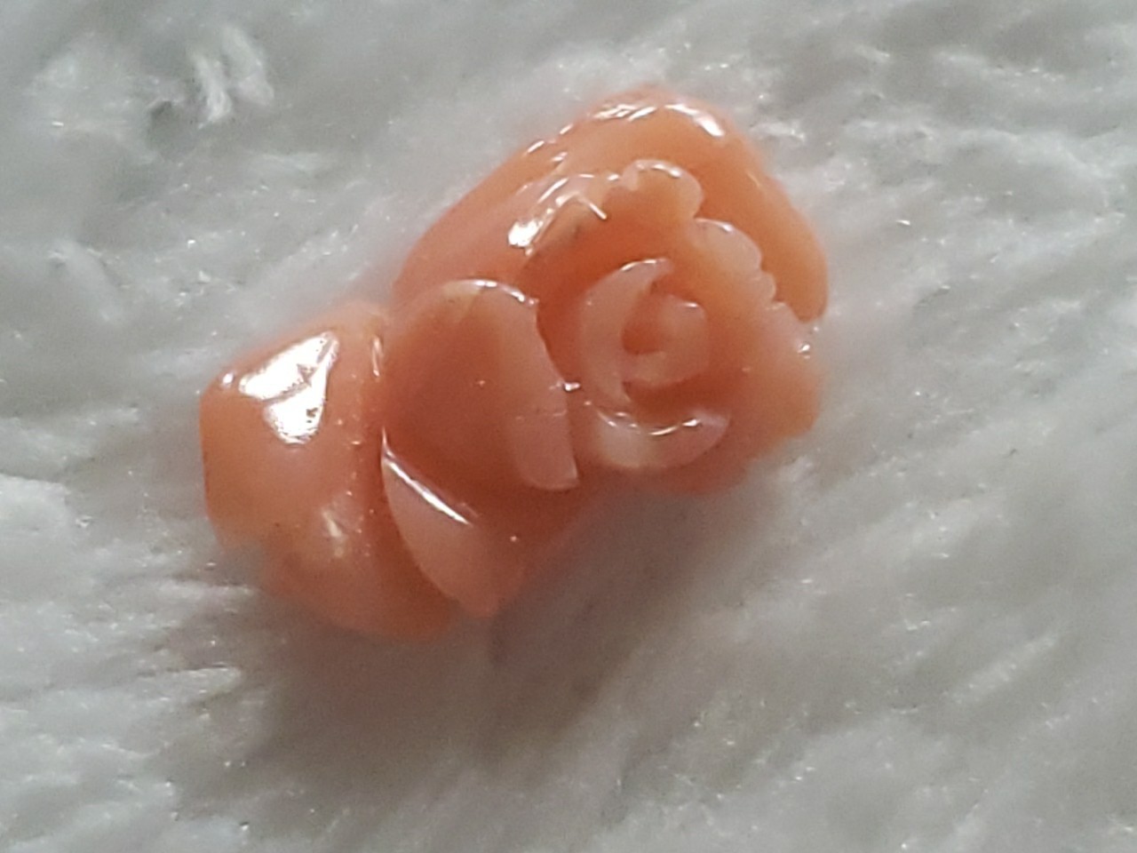 Vintage Hand Carved Pink Coral Floral Rose Loose Gem Jewelry Projects 15mm