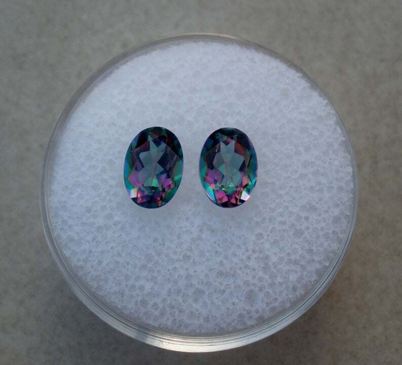 Rainbow Mystic Topaz Oval Loose Faceted Natural Gem Pair 8x6mm
