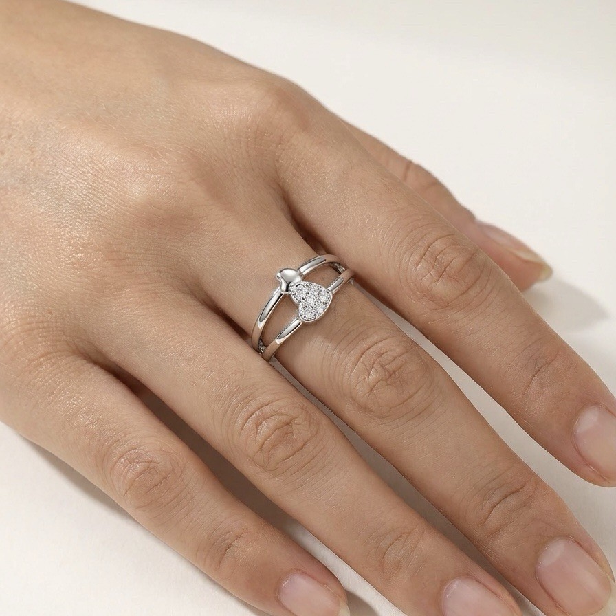 Silver Plated Stainless Steel Luxury Ring Adjustable- NON TARNISH BOND (173)