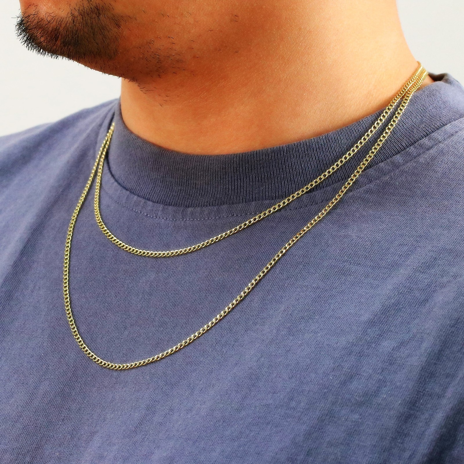 10K Yellow Gold 2.5mm Curb Cuban Italian Link Chain Necklace Mens Womens 20″