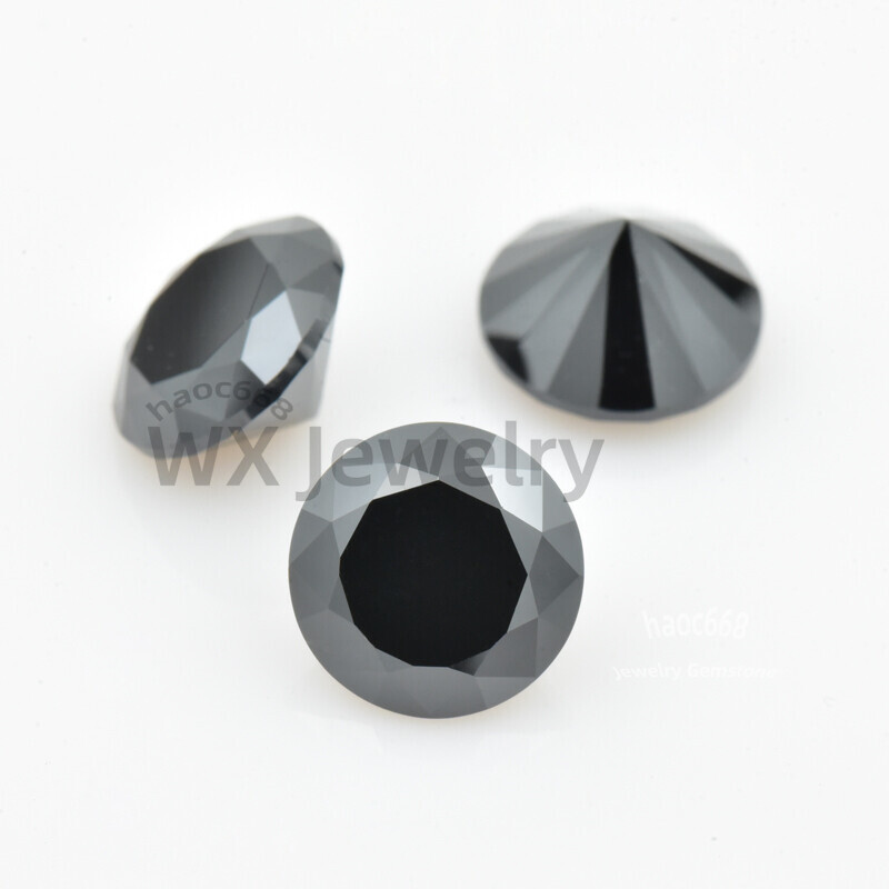 100pcs 0.8mm-2.0mm Round Cut Black Loose Cubic Zirconia Stone for Making Jewelry