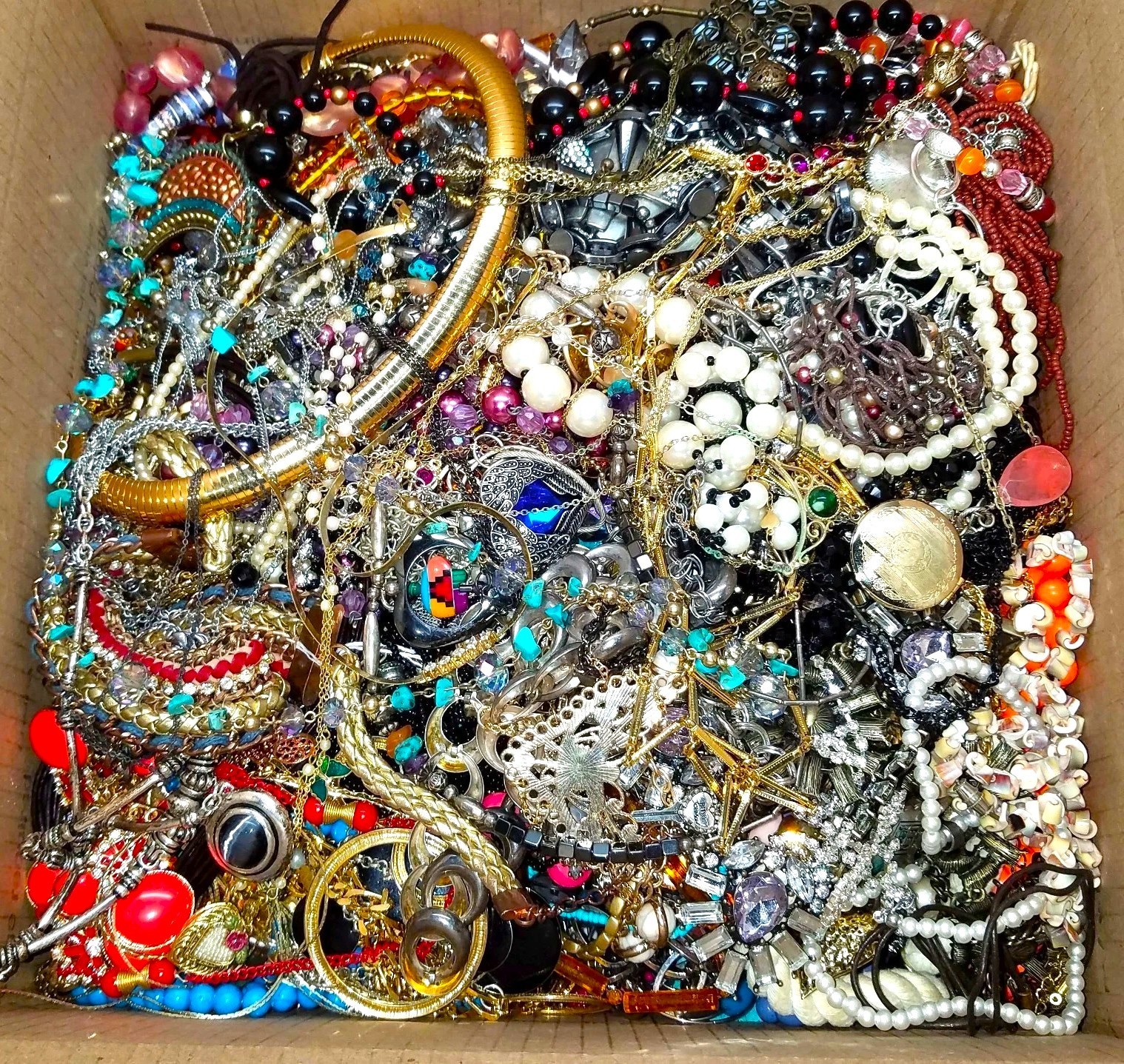 Tangled Unsearched Huge Jewelry Lot VTG Vintage & Mod Junk & Good Mix Resell Fun