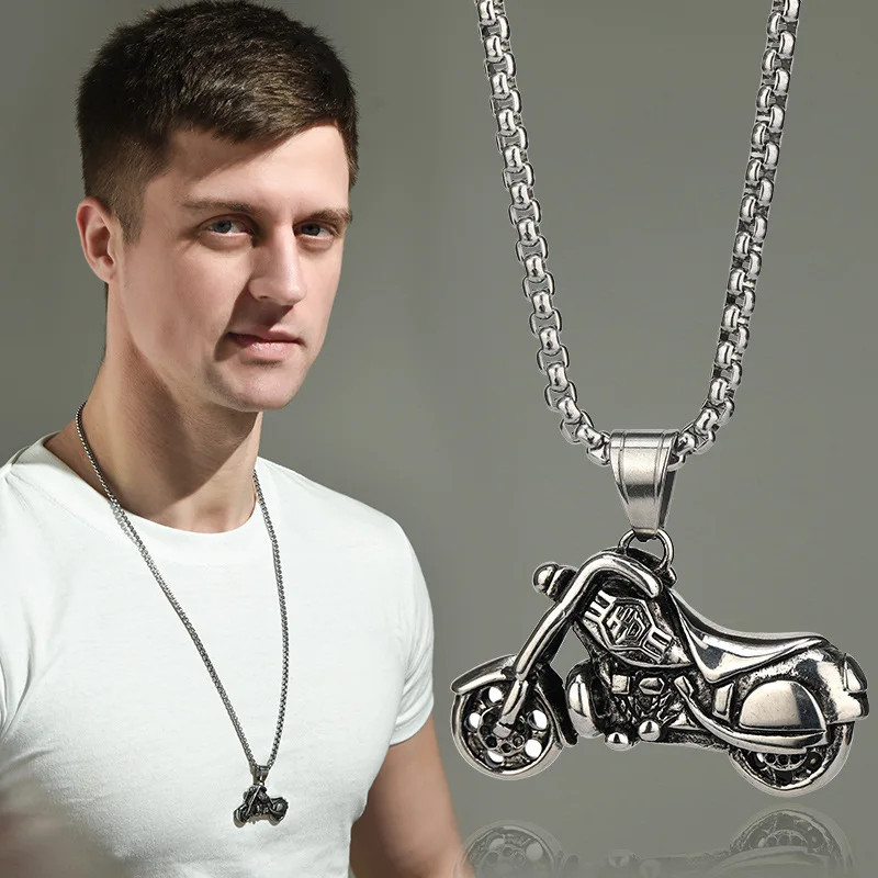 Men’s Titanium Steel Necklace Hip Hop Punk Trendy Anchor Pendant Stainless Steel