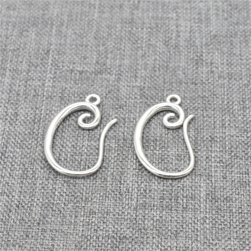 4 Pairs Sterling Silver Ear Wires Spiral Design 925 Silver Earring Hooks w/ Ring