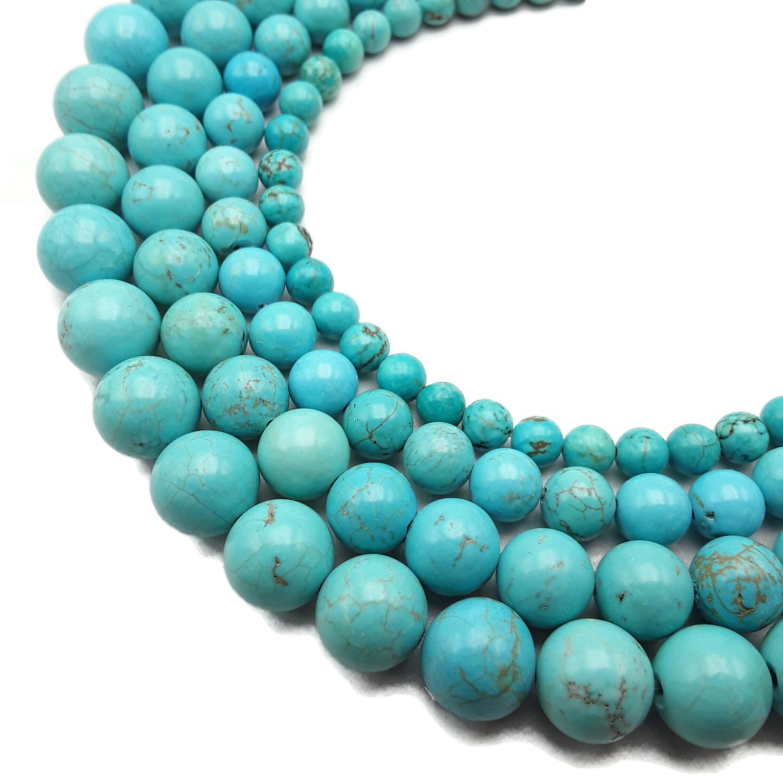 Blue Turquoise Smooth Round Beads 6mm 8mm 10mm 12mm 15.5″ Strand