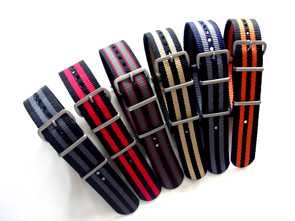 22mm Green NATO G10 ® nylon watchband strap RAF Stitch Bonded IW SUISSE 18 20 24