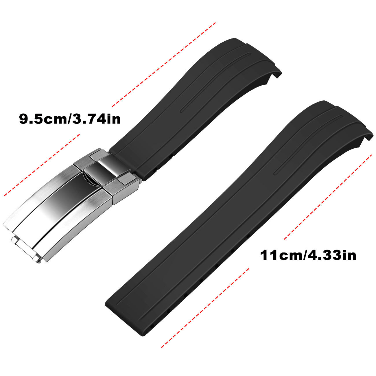 New 18 20 21 22mm Curved End Silicone Watch Bands Soft Rubber Replacement Strap