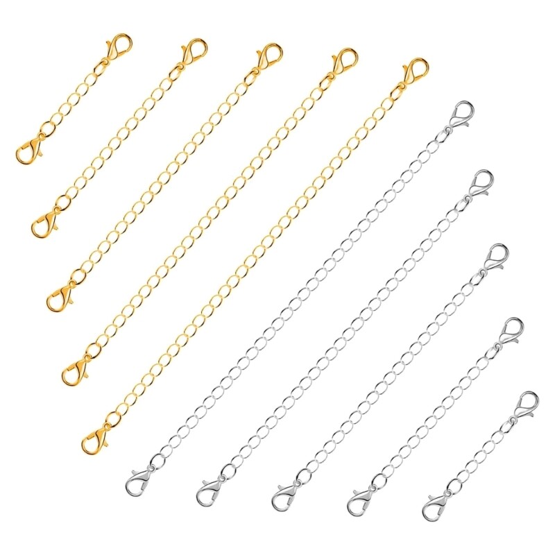 10Pcs/set Necklace Extender Gold Silver Chain Extenders Jewelry Delicate Choker