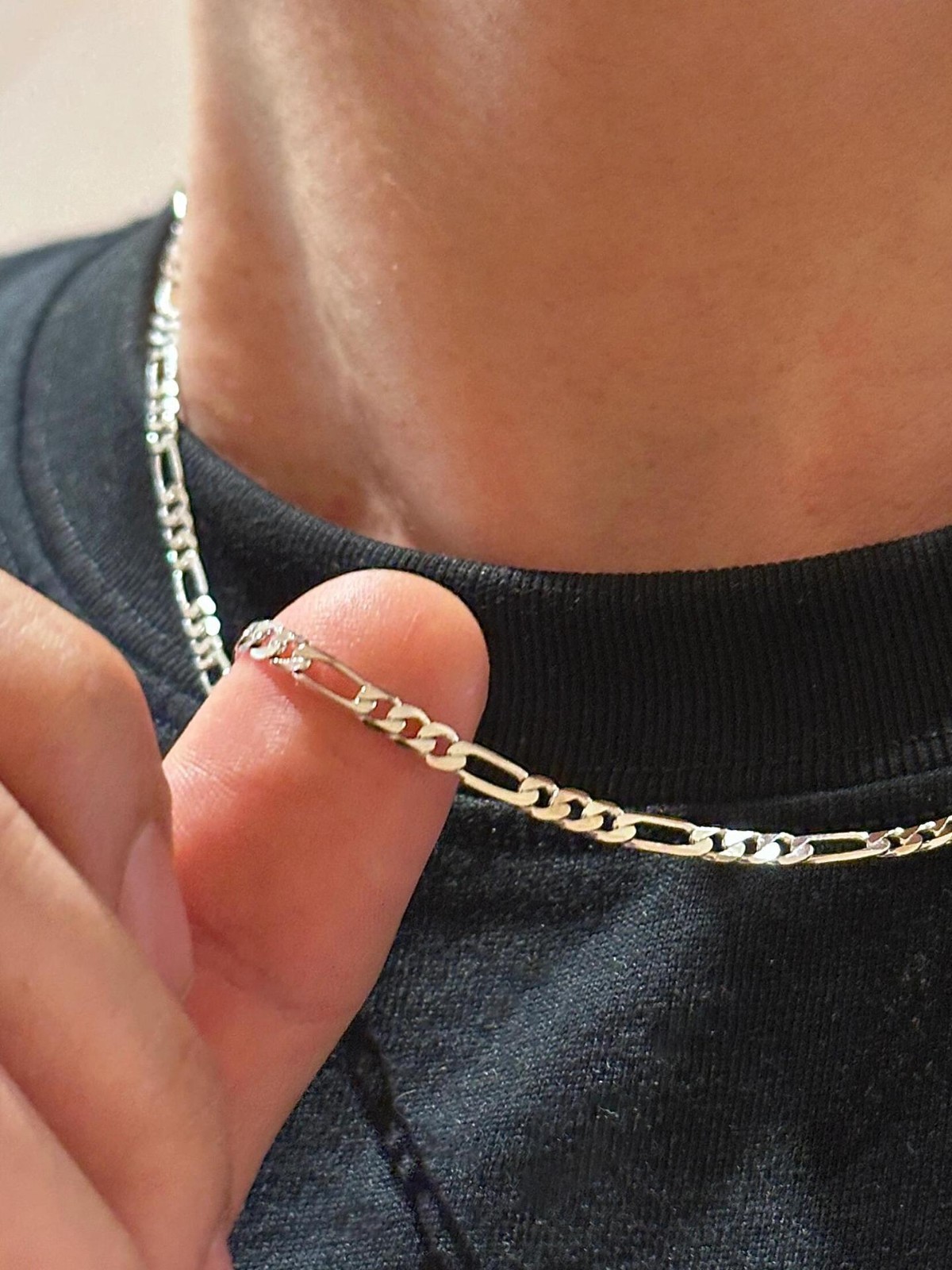 silver plated chain 50 cm 20 inch long very nice 5 mm custom by aquino jewelry