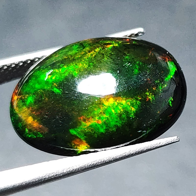 Natural Ethiopian Black Opal AAA+ Collector Welo Oval Cabochon Fire Play 7.05Ct