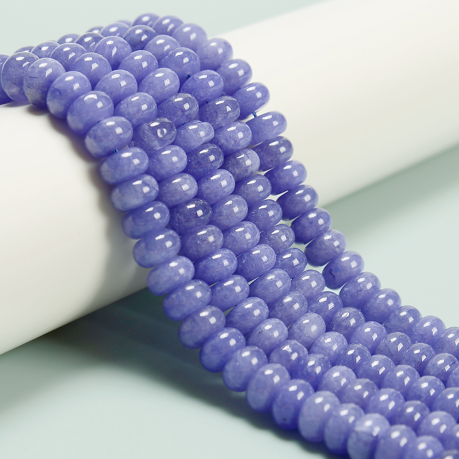 Tanzanite Color Dyed Jade Smooth Rondelle Beads Size 5x8mm 15.5” Strand