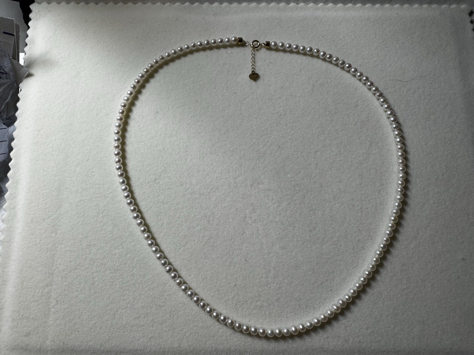 16-17 inches 3.5-4mm freshwater A+ white pearl necklace 18k gold clasp new NIB