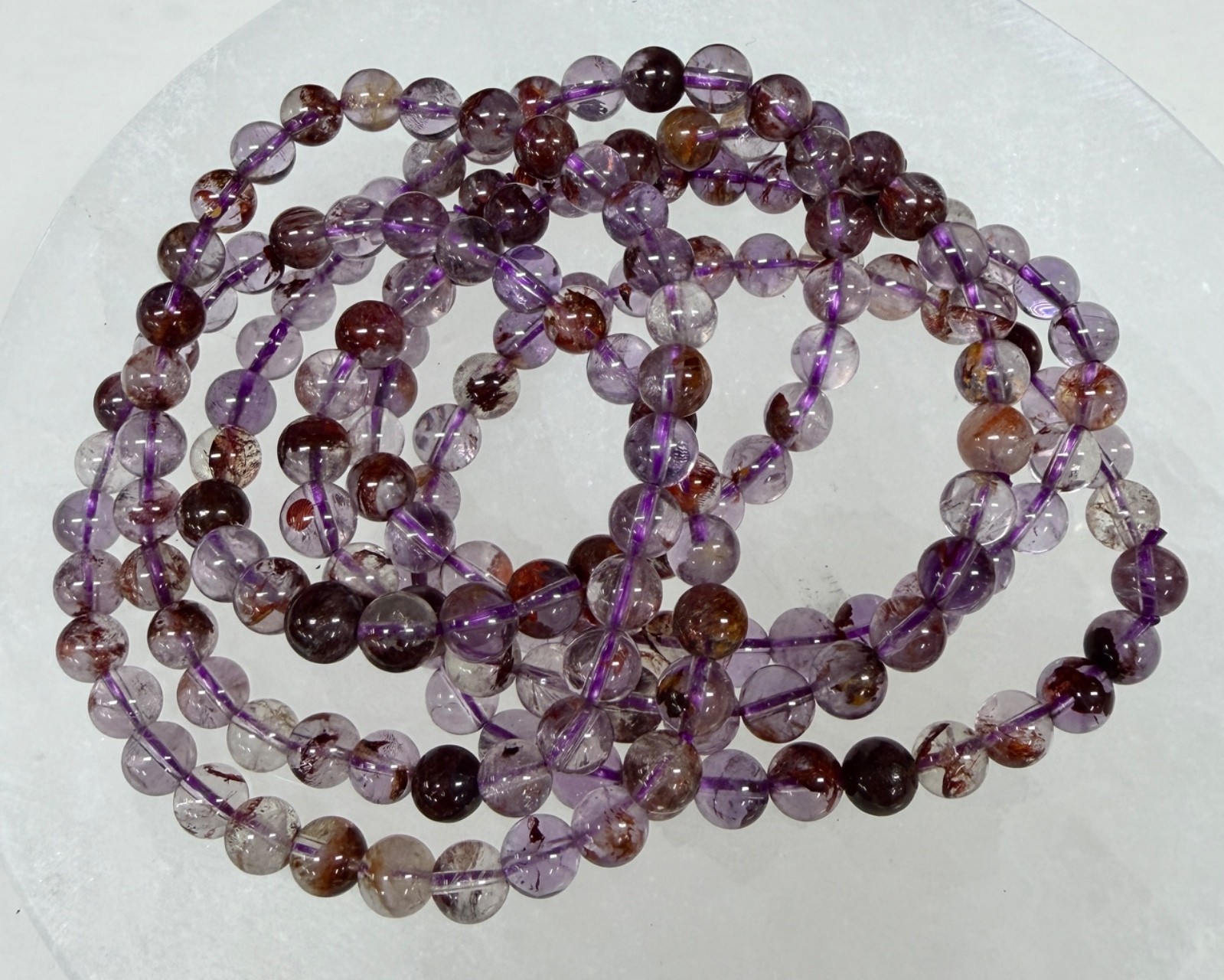 Wholesale 6 Pcs 6mm Natural Super 7 Crystal Healing Stretch Bracelet 7.5”