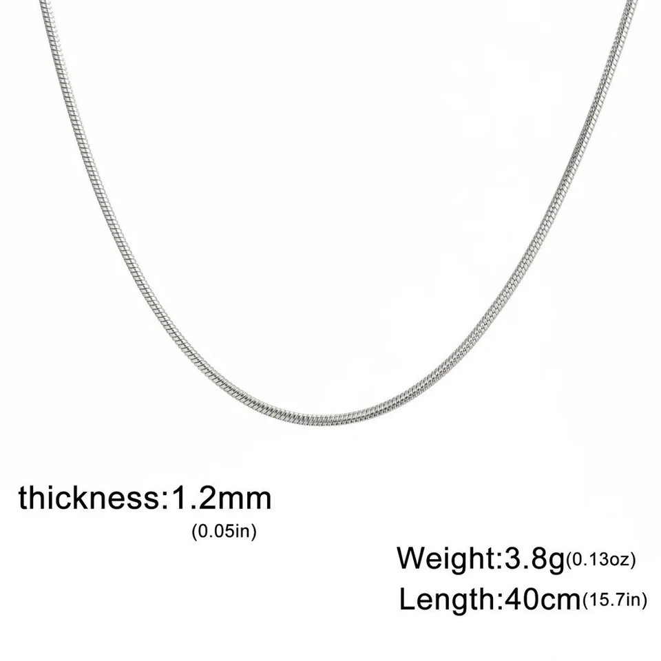 Stainless Steel Snake Chain Necklace 0.9-2mm Choker Link Men Women Gift