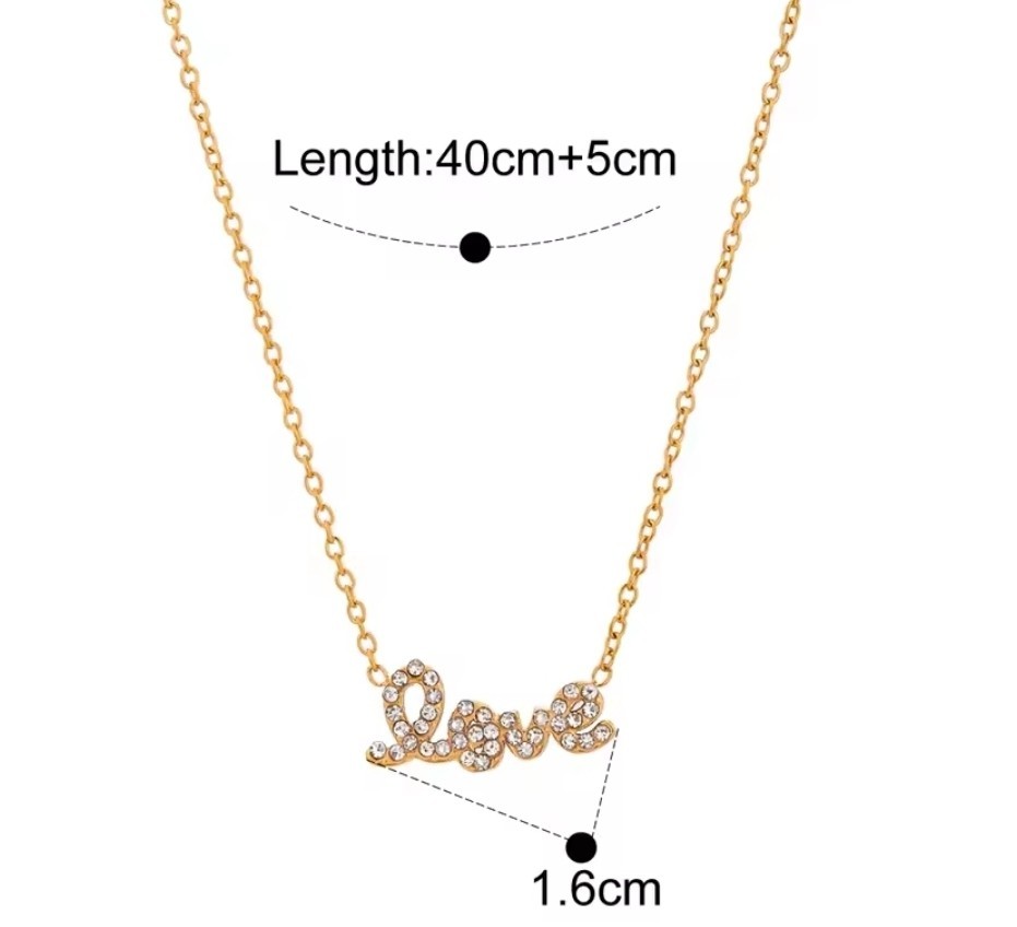 Women’s Fashion Jewelry Gold Color Necklace with Petite Love Pendant 103