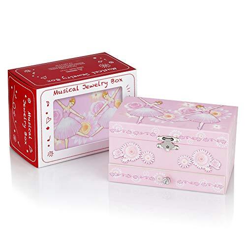 Kids Musical Jewelry Box for Girls with Drawer and Jewelry Set with Ballerina