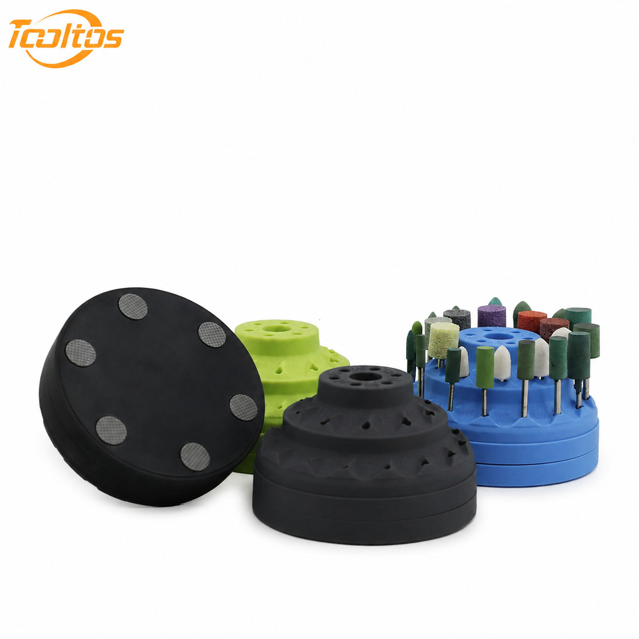 360° Rotating Drill Bit Holder | 32 Holes Silicone Tool Organizer Non-Slip Base