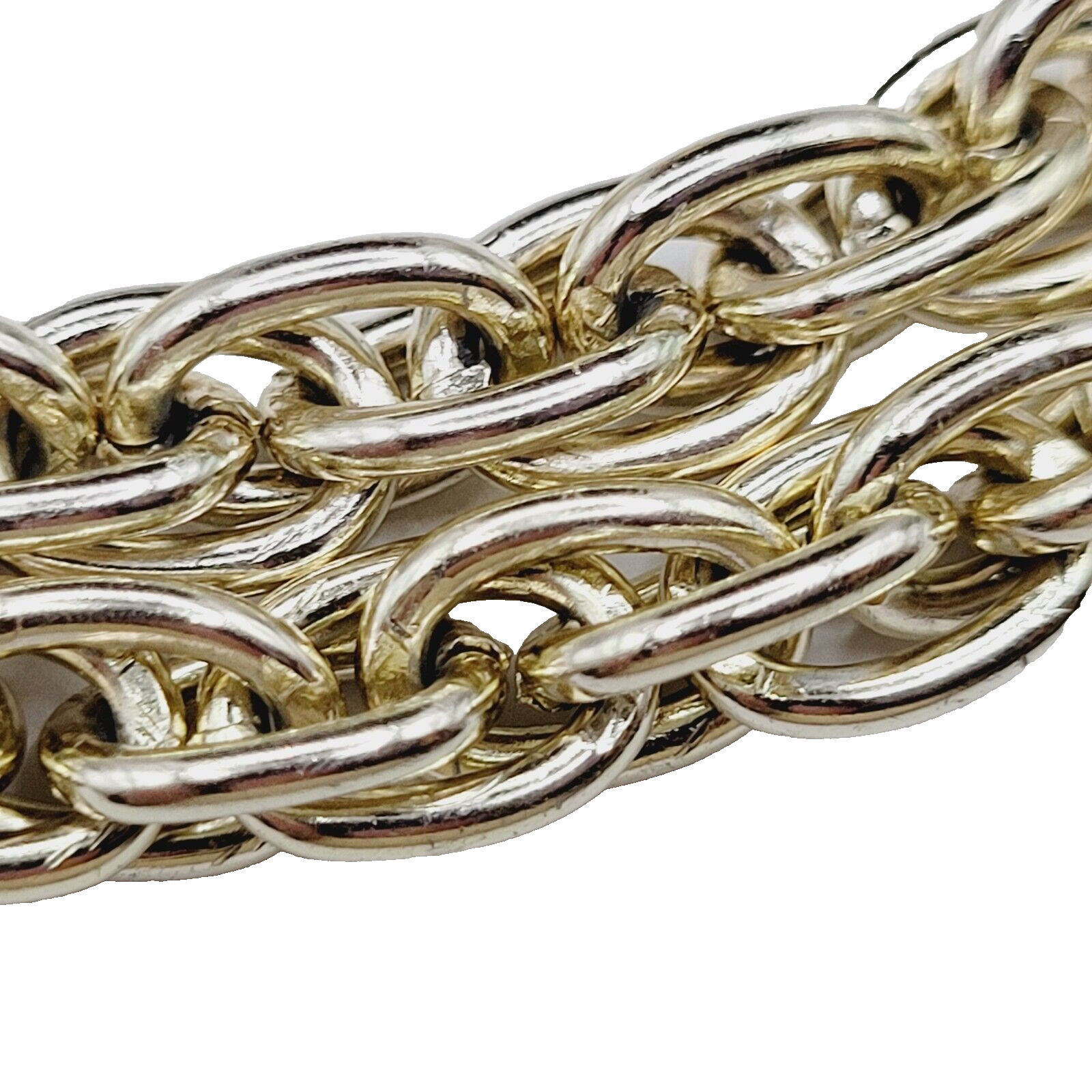 Multi Link Twist Rope Style Chain Very Light Gold Tone Vintage Necklace 30 Inch