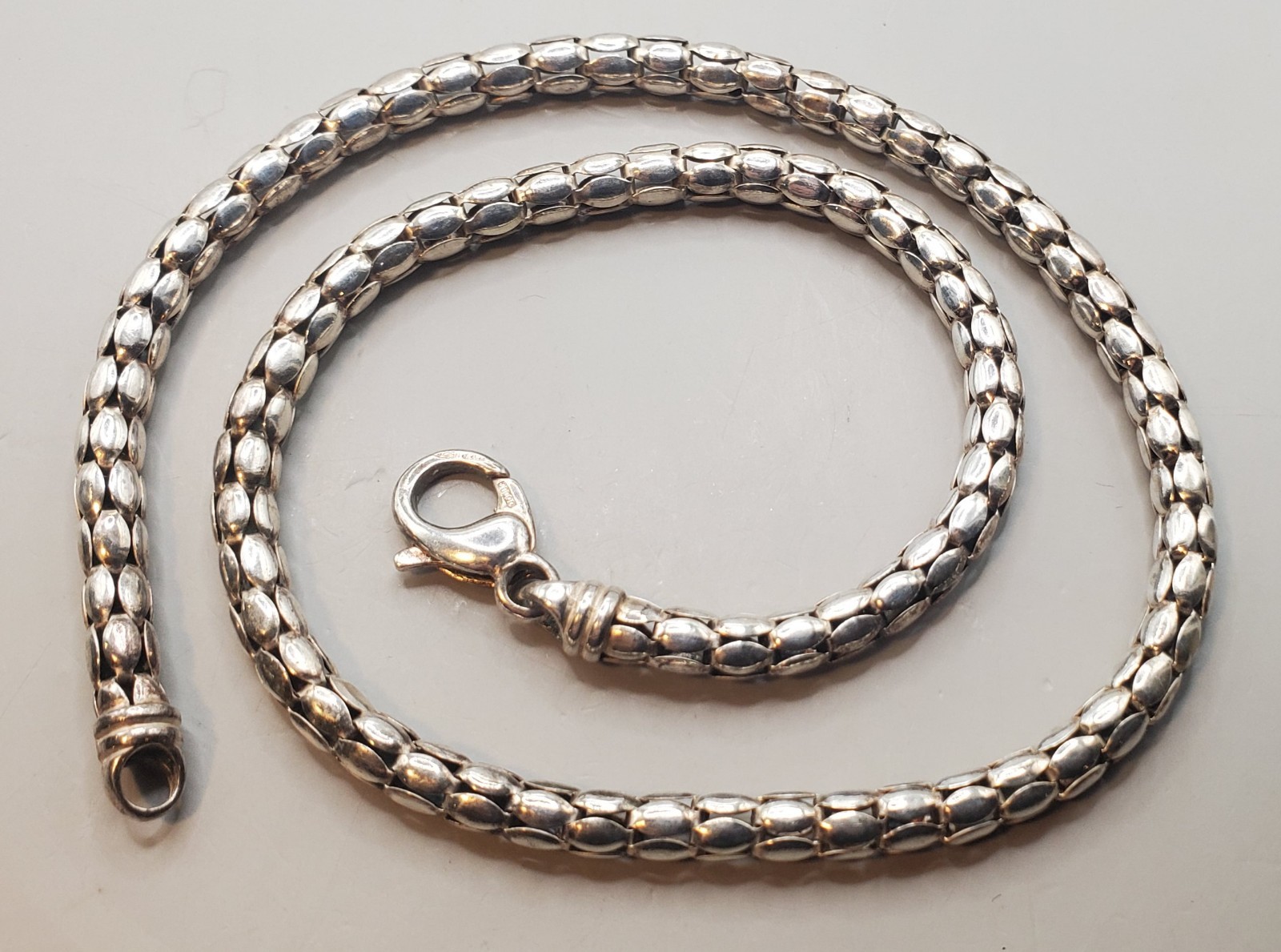 DOBBS ITALY 925 Sterling Popcorn Chain Set 18″ Necklace & 7.25″ Bracelet 5.35mm