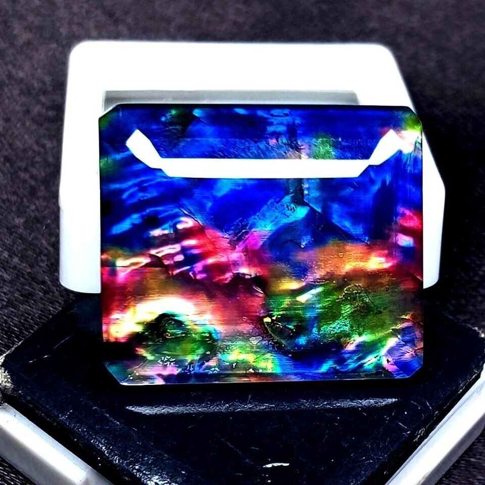 Ammolite Doublet Opal-Like Organic Certified 28-30 Ct Natural Loose Gemstone