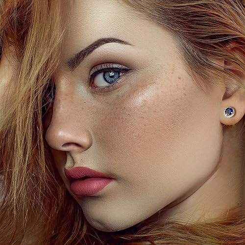 925 Solid Sterling Silver Set of 3 Sapphire Cubic Zirconia Stud Earrings