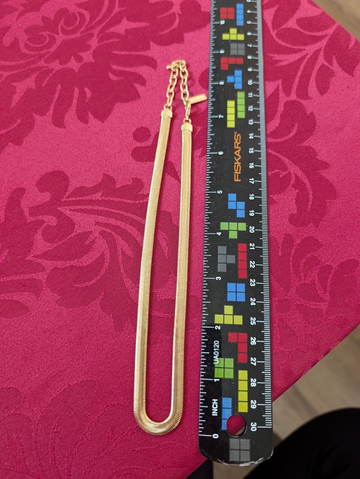 Sugarfix Gold Tone Herringbone Chain Necklace Adjustable Lobster