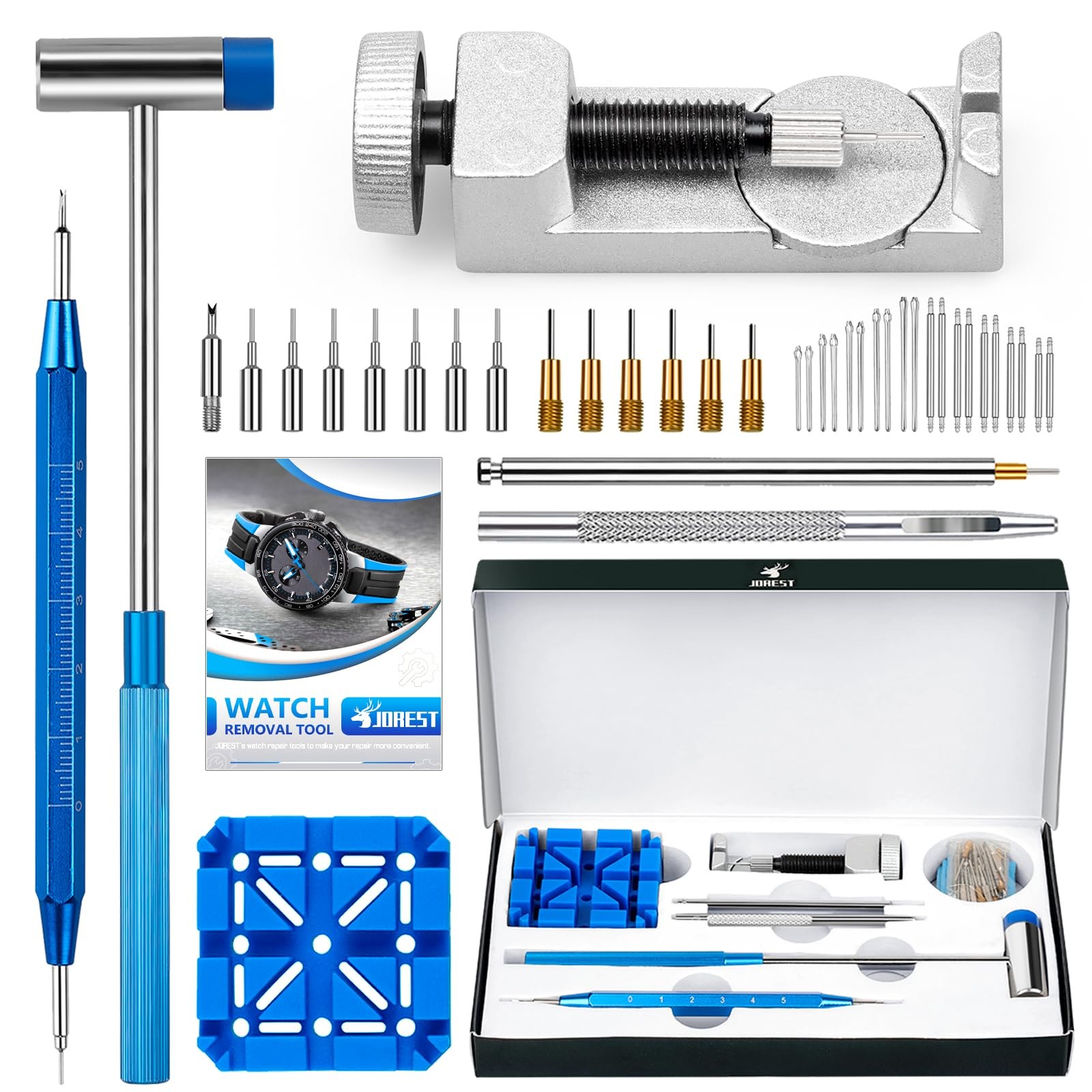 JOREST Watch Link Removal Tool Kit, Band for Repair, 2, Blue