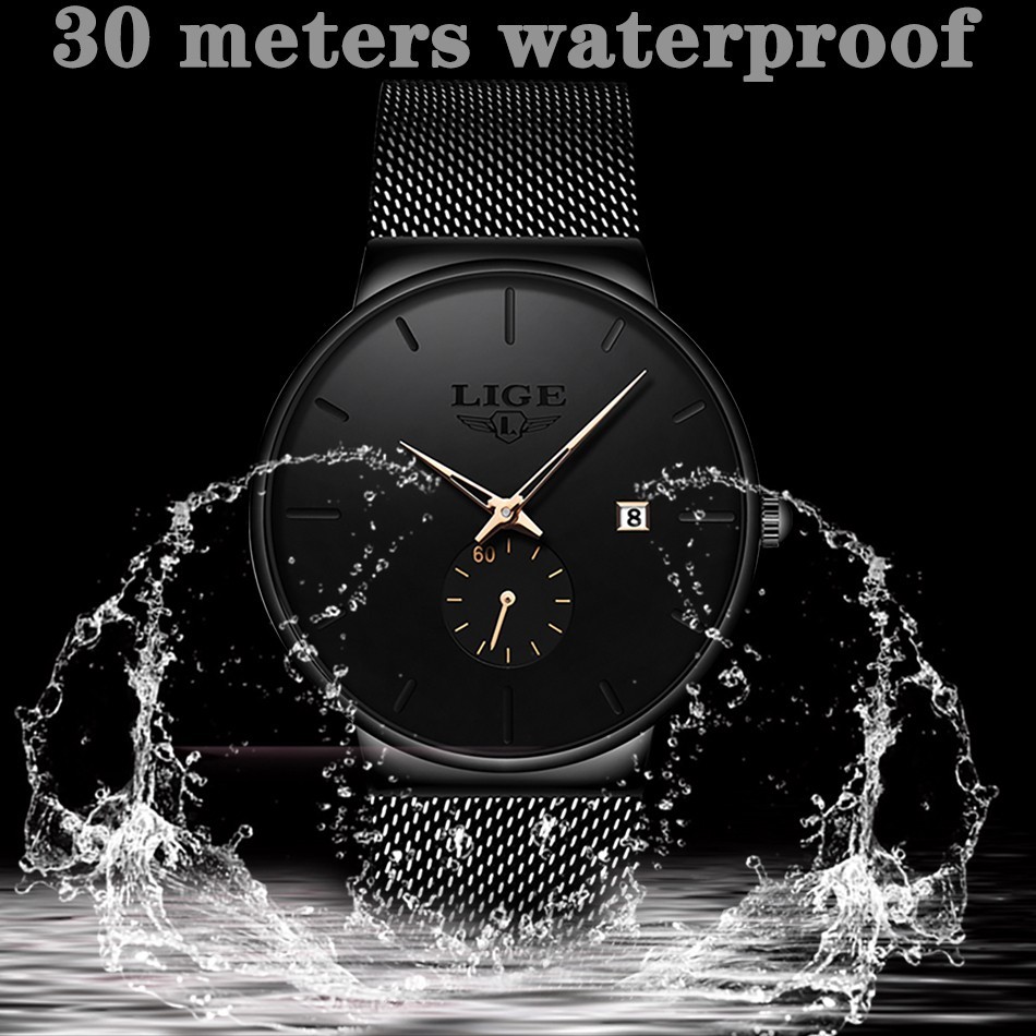 Luxury Men Watch Quartz Analog Date Ultra-thin Mesh Strap Man Wristwatch Gift