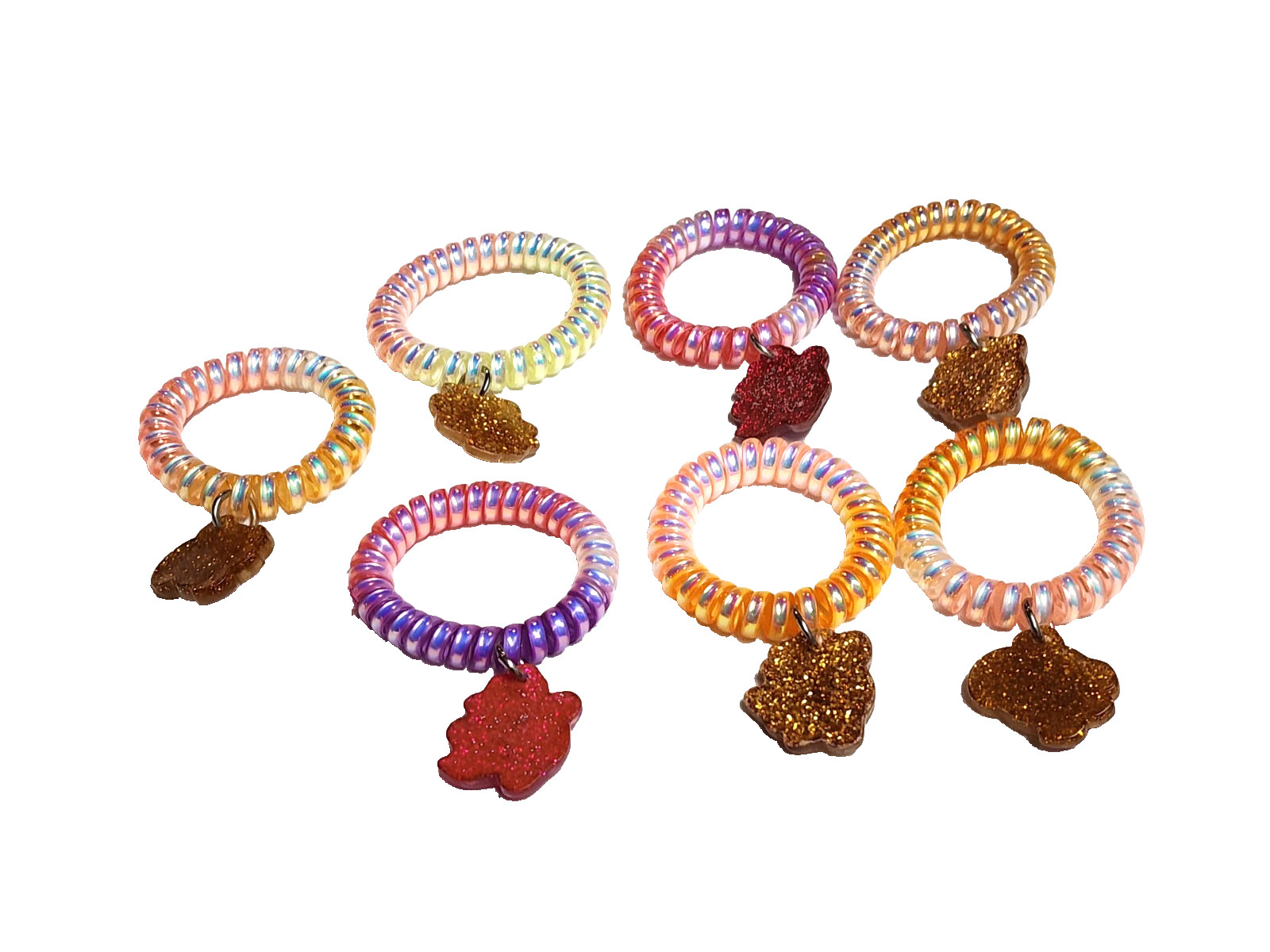 Rainbocorn Multicolor Elastic Stretch Coil Cord Charm Bracelets Lot 7 Unicorn