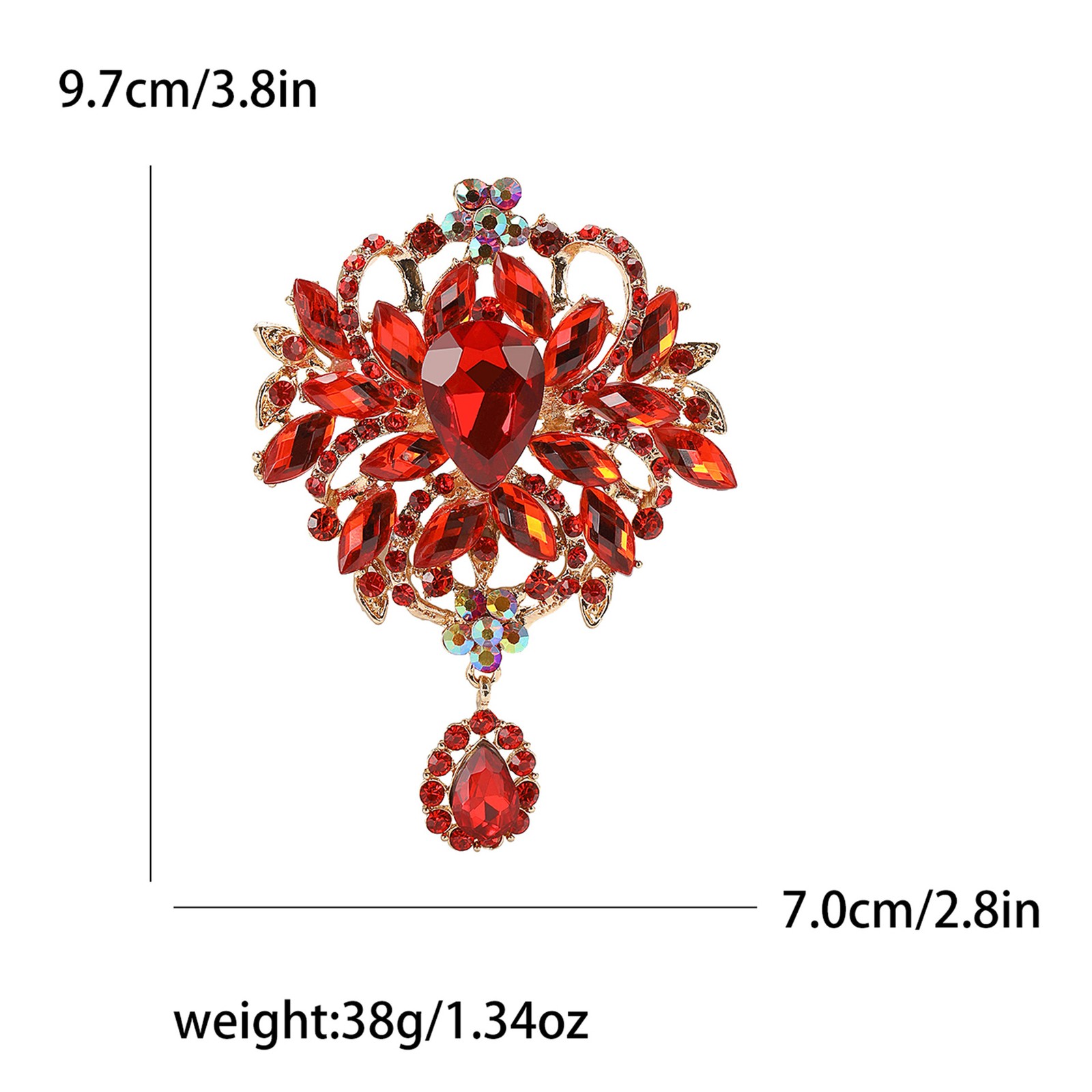Hot Selling Alloy Large Glass Brooch Women’s Clothes Jewelry Pin For Banquet