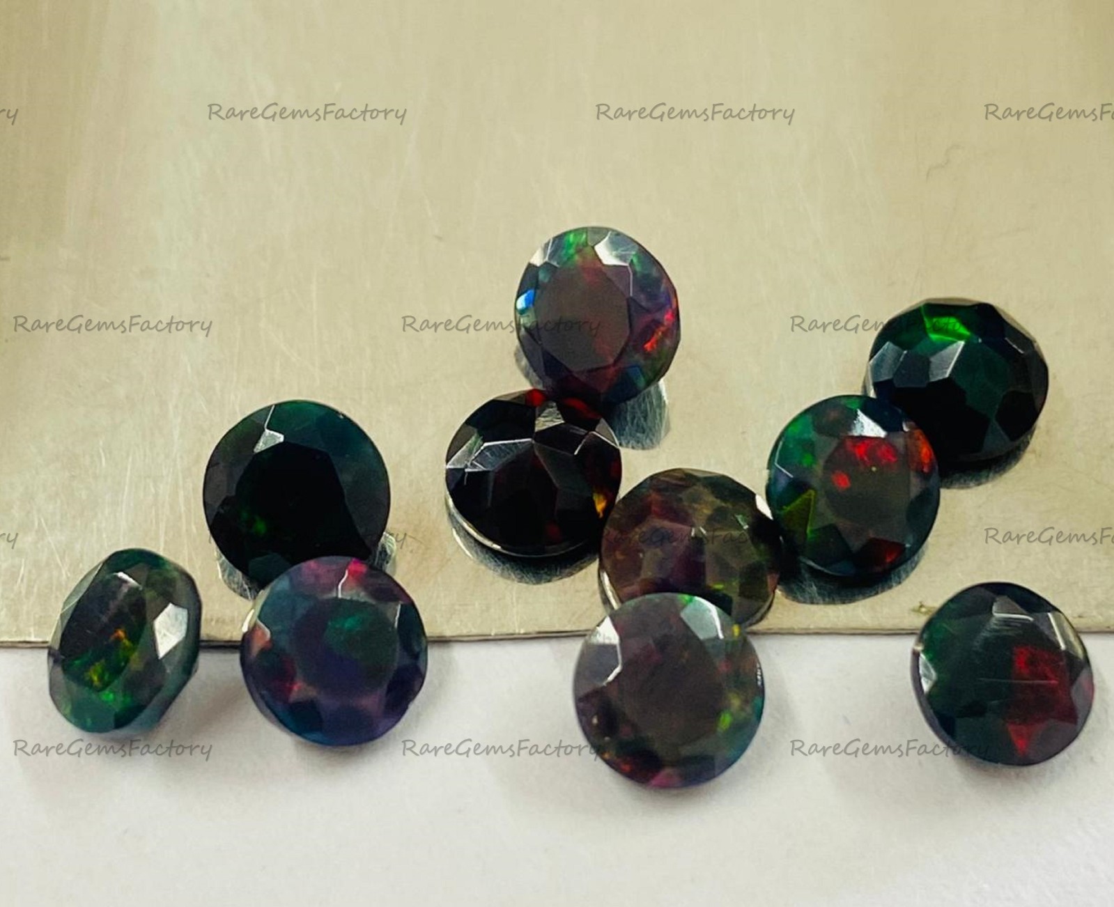 Natural Black Ethiopian Opal Round Faceted Cut 3mm–8mm Loose Calibrated Gemstone