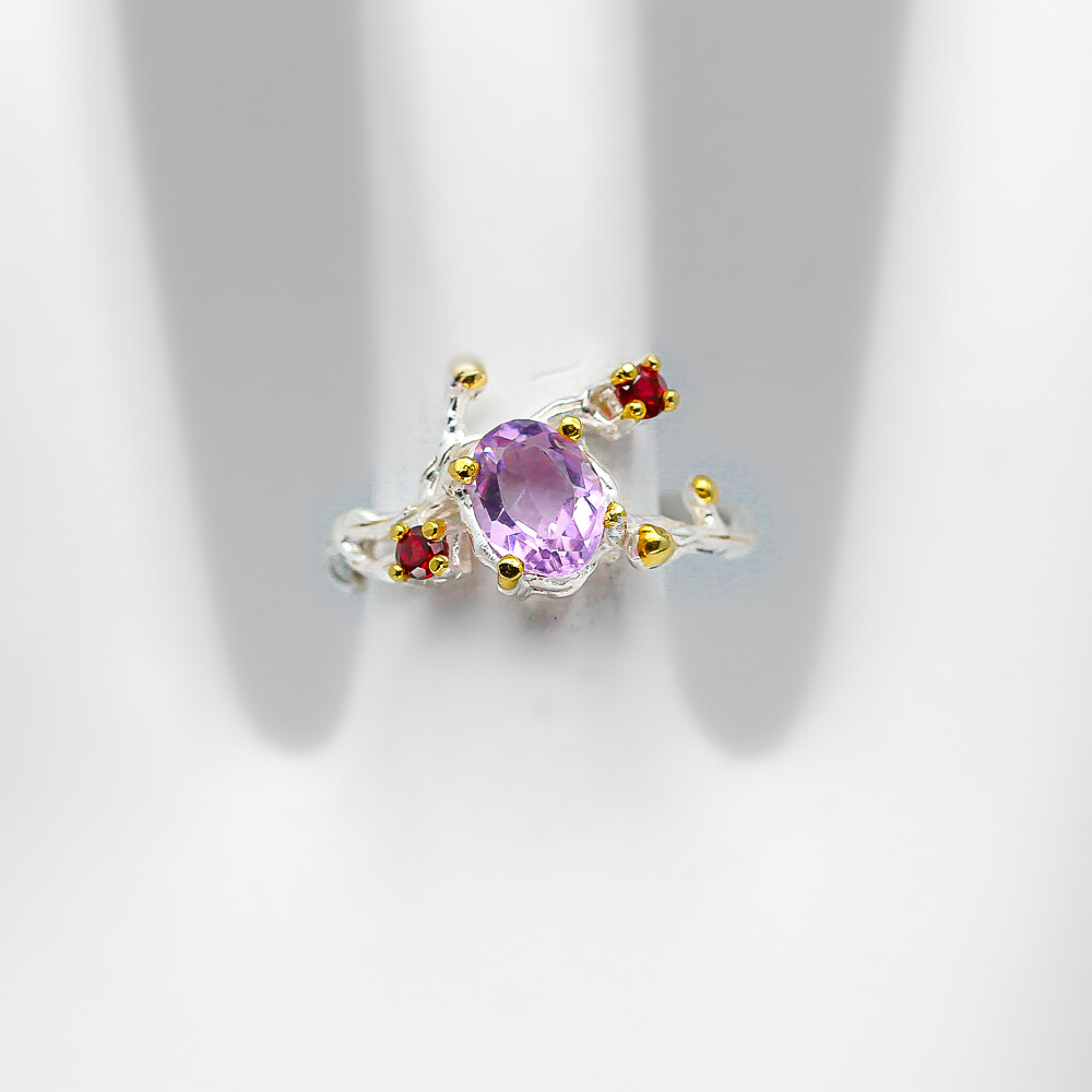 Not Enhanced Natural Amethyst 6×4 Silver Ring 925 Sterling /RVS220