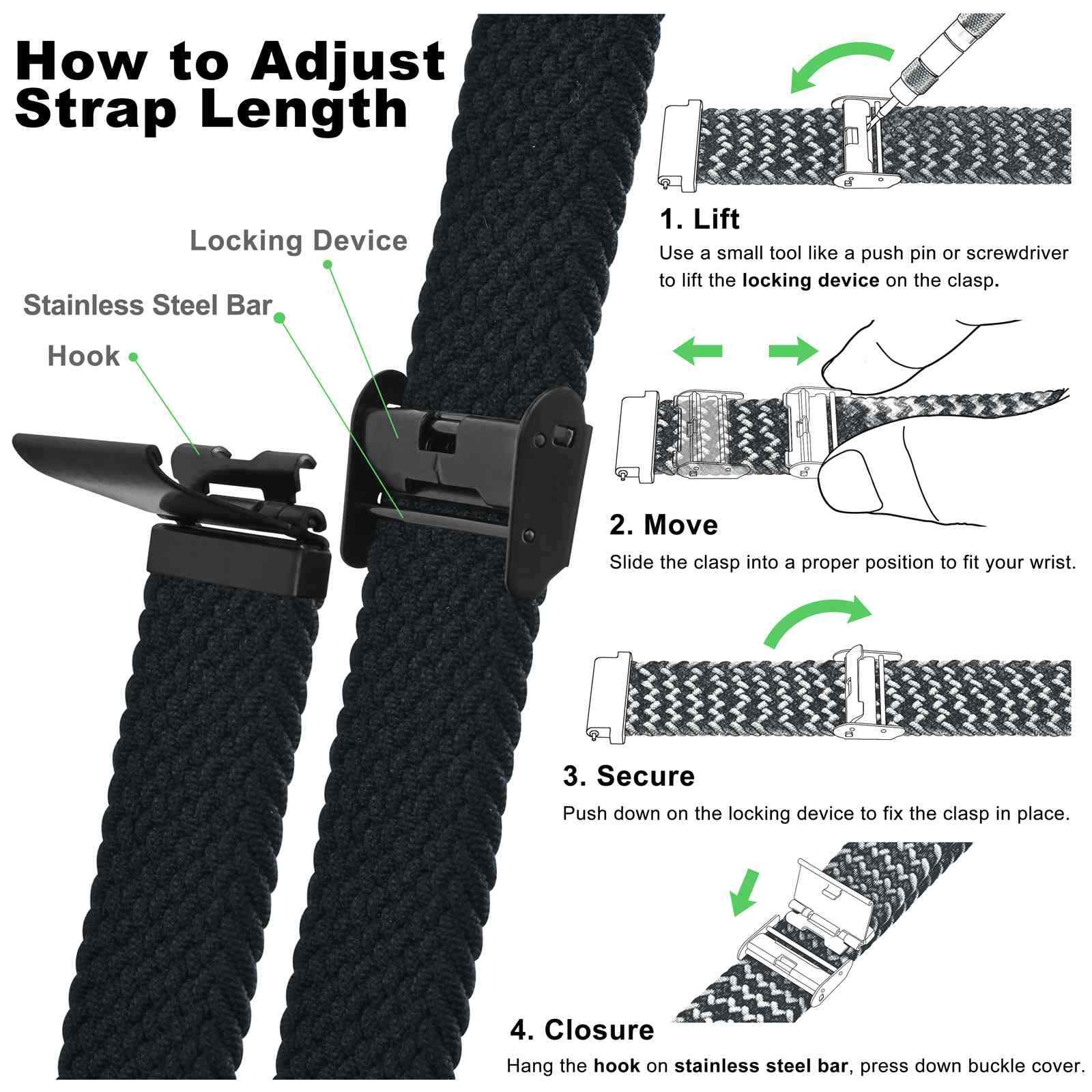 Wocci Nylon Watch Band 16mm 18mm 19mm 20mm 21mm 22mm 24mm Replacement Straps