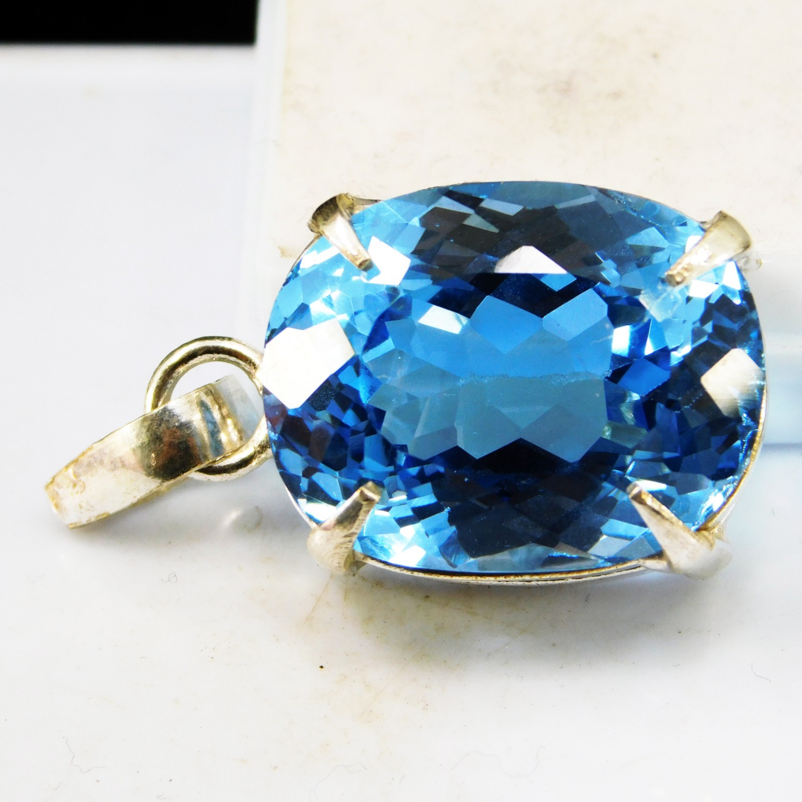 Natural 58.00 CT Certified Blue Sapphire Loose Gemstone Pendant 925 Solid Silver