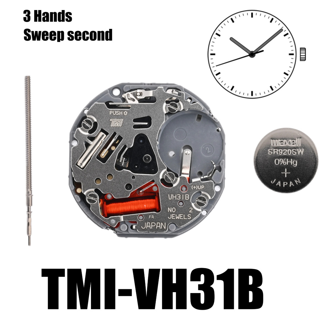 Genuine TMI VH31 Sweep Second Quartz Watch Movement 10.5 Ligne Japan VH31B