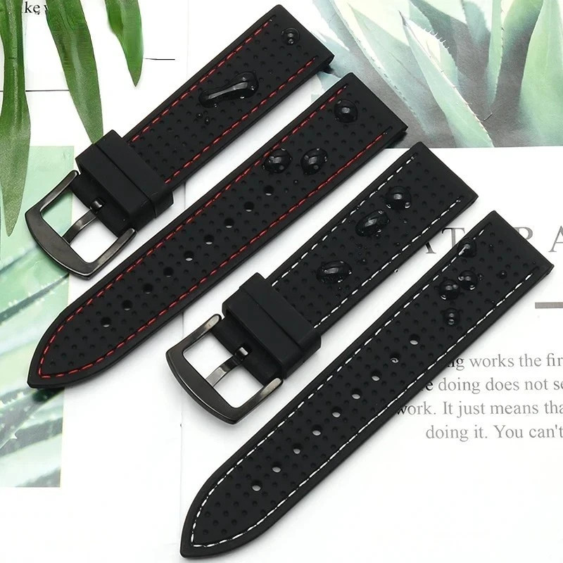Universal Silicone Watch Band Strap Rubber Waterproof Men’s Black 19-24MM Hoop