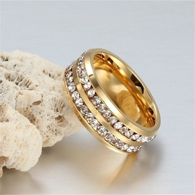 Fashion Gold Plated Rings for Women Cubic Zirconia Wedding Jewelry Size 6-10