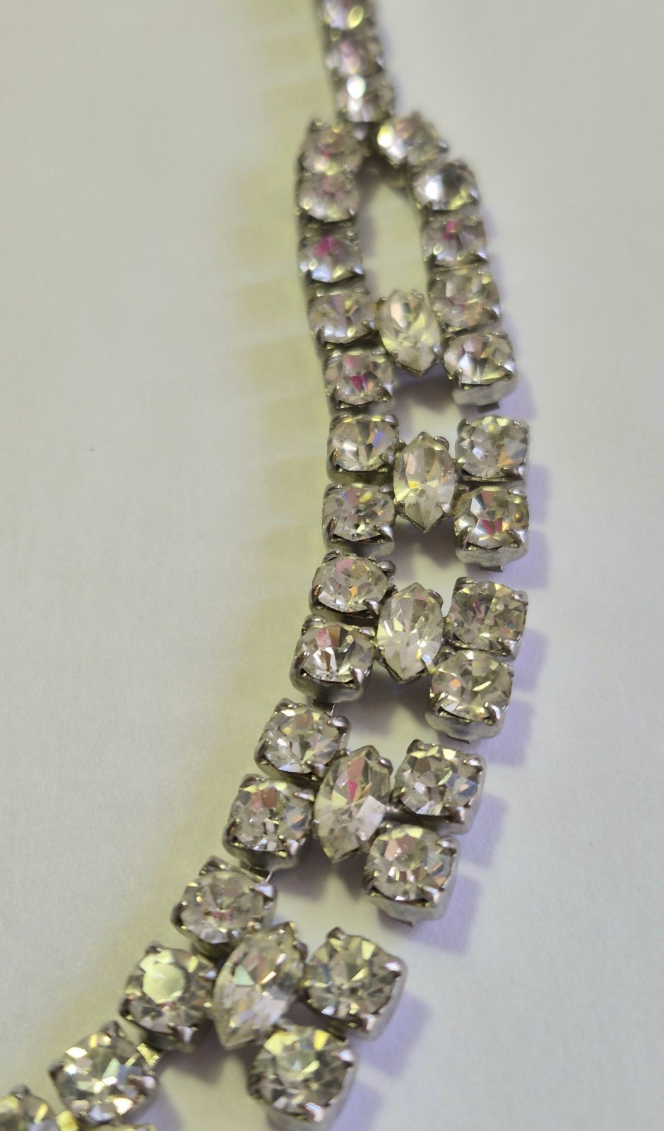 Vintage Rhinestone Choker Necklace Glass Prong Set Foiled Back Bridal Statement