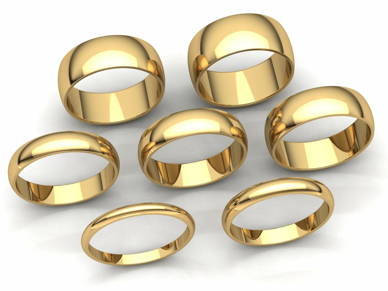 Domed Plain Band Ring Mens Womens 2mm 3mm 4mm 5mm 6mm 7mm 8mm Solid 14k Gold