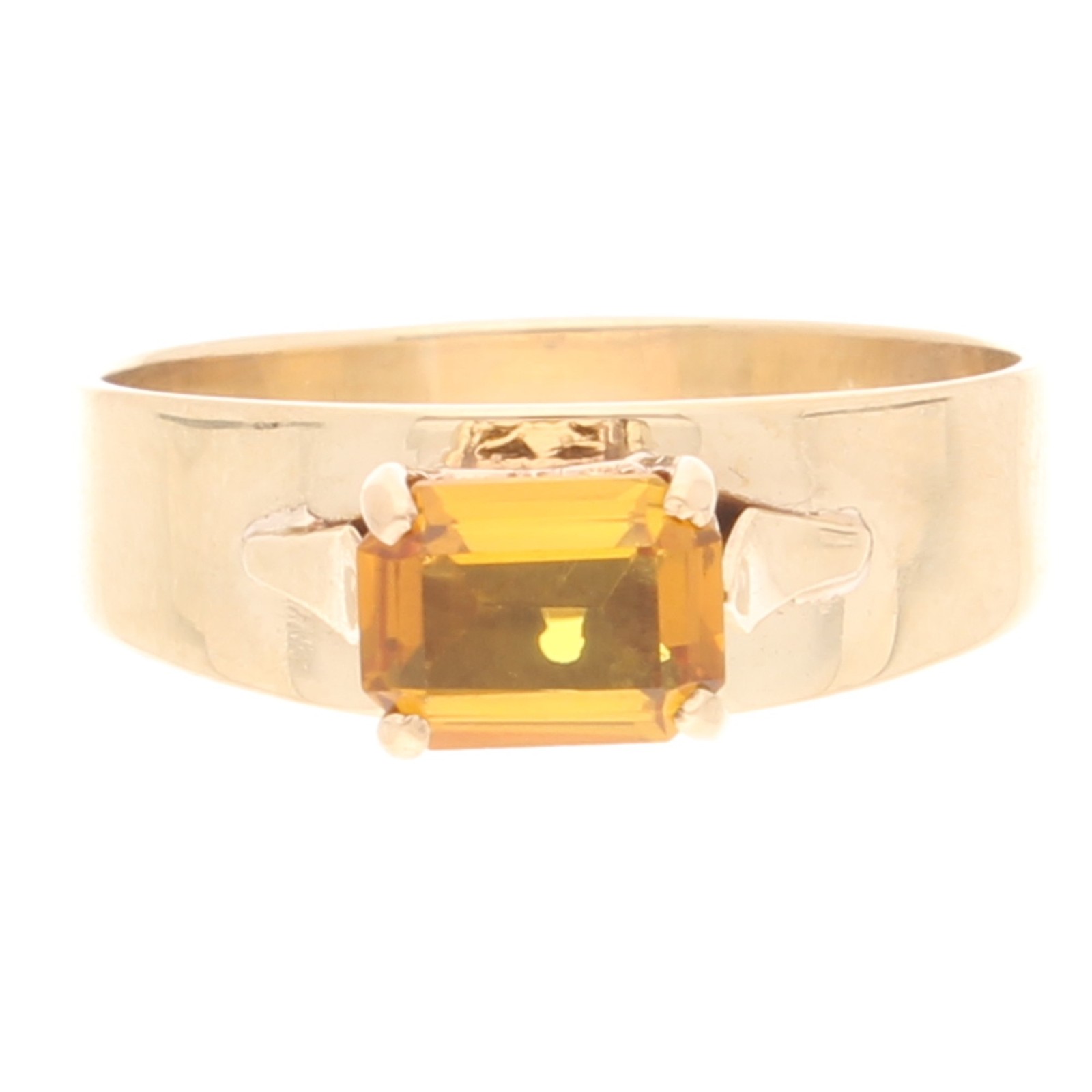 9Carat Yellow Gold Citrine Solitaire Ring (Size N) 7×5.5mm Head
