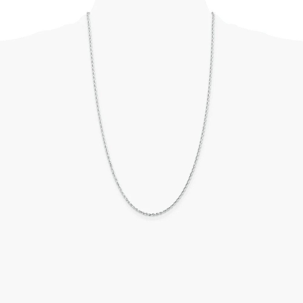 10K White Gold 2.25mm Diamond-Cut Quadruple Rope Chain Necklace 16″-30″