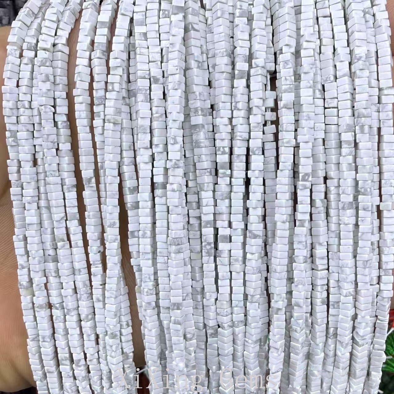 1x2mm Natural White Howlite Jade Flat Square Disc Spacer Bead for Jewelry Making