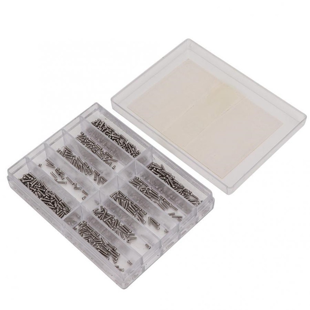 600pcs 1.2mm 1.6mm-6mm Assorted Stainless Steel Eyeglass Jewelry Watch Screw Box